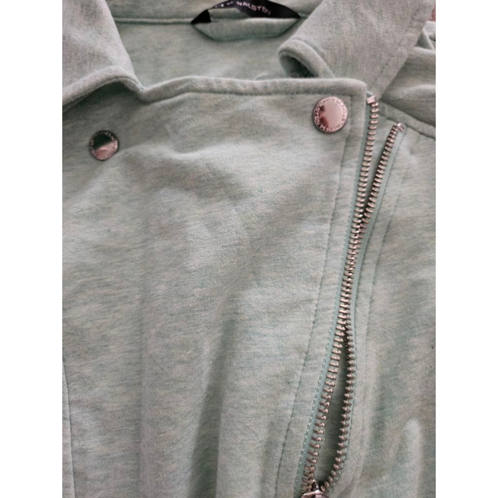 Women's H by HALSTON Mint Green Silver Zip Utility Jacket Size 8 - Picture 3 of 5